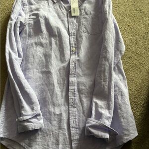 Janie and Jack Light Lavender Button-Down Shirt linen blend woven